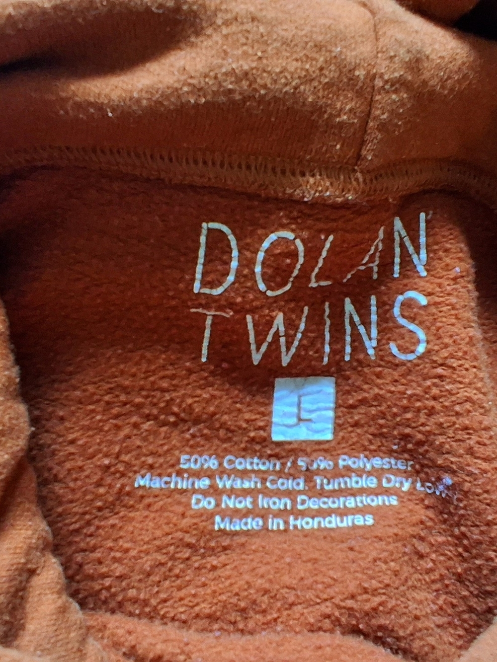 dolan Orange Pullover Hoodie with Subtle White Embroidery - Picture 2 of 5